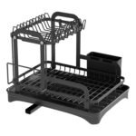 1Pc  2-Tier Dish Drying Rack For Kitchen Counter Space Saving Rustproof Dish Rack With Drainboard Detachable Kitchen Drainer Organizer Set With Utensil Holder Bowl Rack Dish Rack Chopping Board Rack - Image 7
