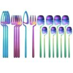 Rainbow Dinnerware Set Spoon Fork Knife Table Decor Cutlery Sets Kitchen Matte Gold tableware Set Desserts Soup Coffee Use - Image 6