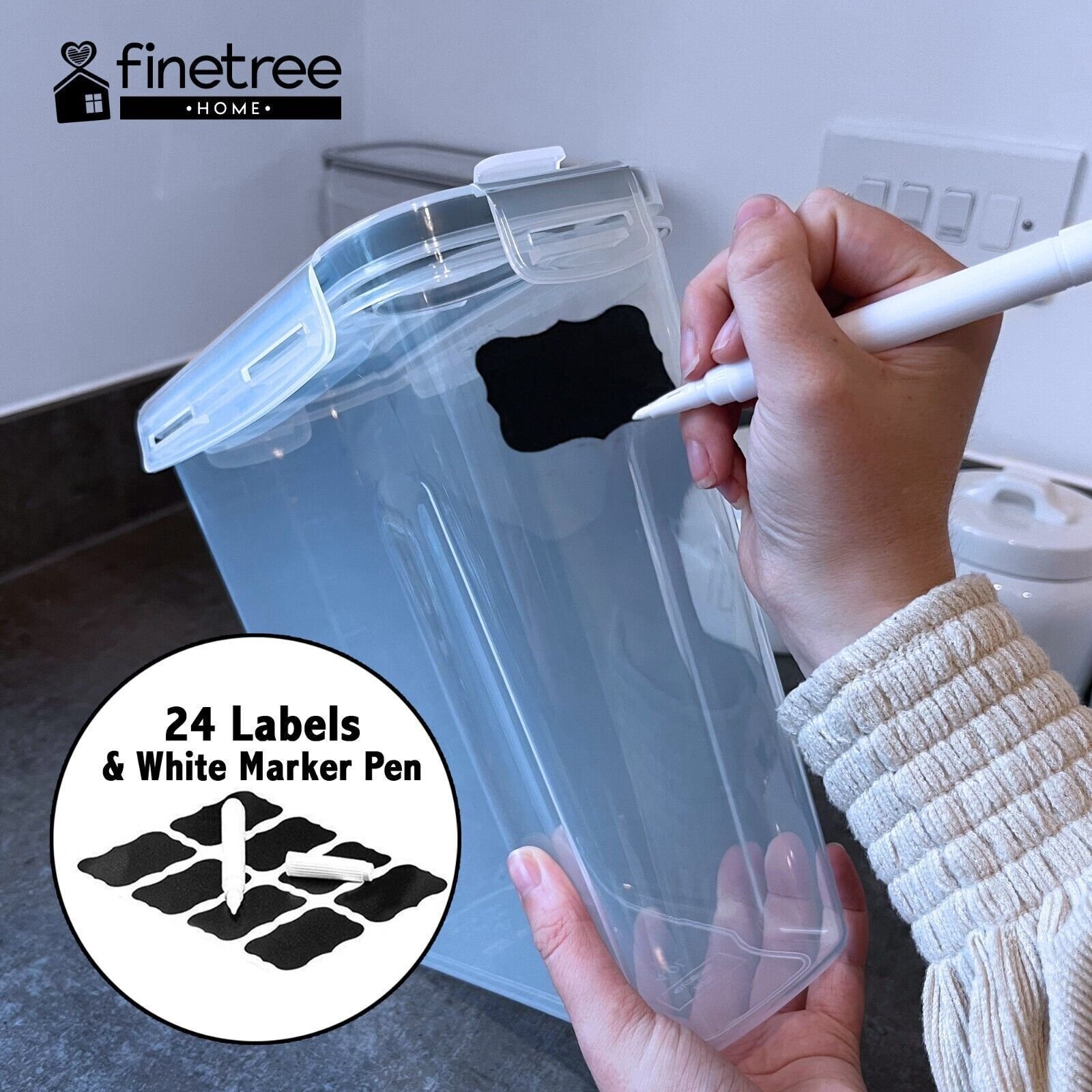 1918479826130571264.jpg SET OF 4 AIR TIGHT STORAGE CONTAINERS CEREAL FOOD DRY KITCHEN PATRY DISPENSER - Image 1