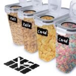 SET OF 4 AIR TIGHT STORAGE CONTAINERS CEREAL FOOD DRY KITCHEN PATRY DISPENSER - Image 4