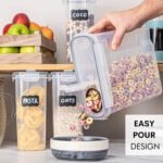 SET OF 4 AIR TIGHT STORAGE CONTAINERS CEREAL FOOD DRY KITCHEN PATRY DISPENSER - Image 9