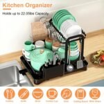 1Pc  2-Tier Dish Drying Rack For Kitchen Counter Space Saving Rustproof Dish Rack With Drainboard Detachable Kitchen Drainer Organizer Set With Utensil Holder Bowl Rack Dish Rack Chopping Board Rack - Image 4