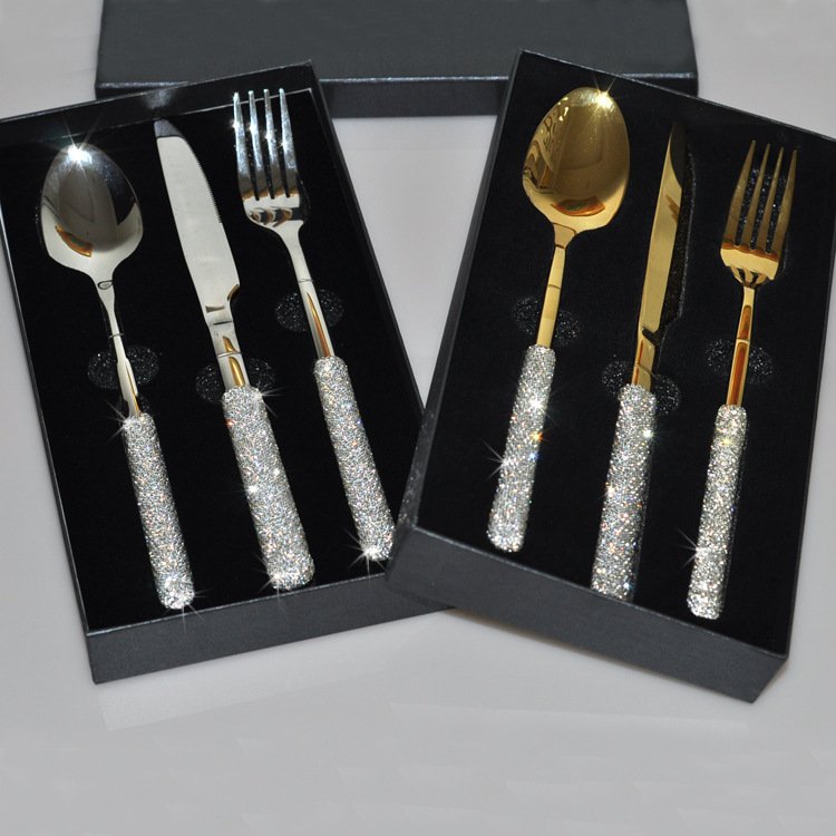 88b81fd7-431f-405d-891f-2562eada98c7.jpg Home Fashion Simple Diamond Encrusted Western Dinnerware Set - Image 1