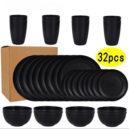 Wheat Straw Plastic American Bowl Plate Set